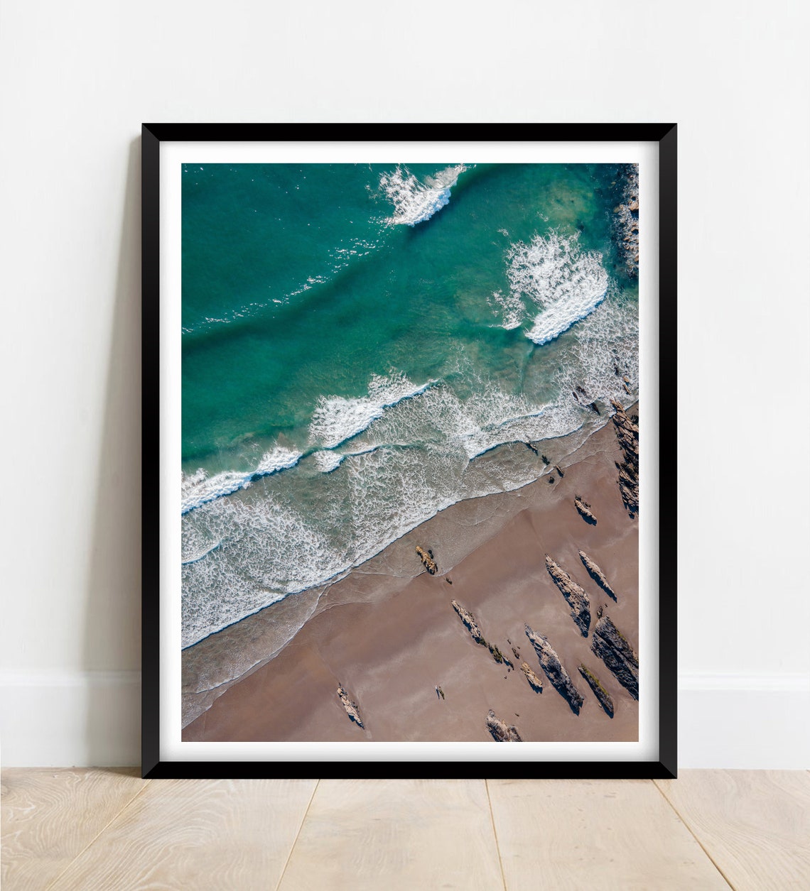 Pembrokeshire Coast Wales Turquoise Waves Beach Aerial Poster