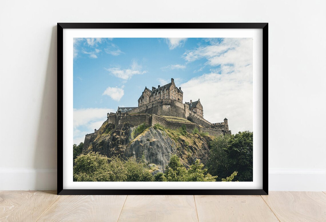 Edinburgh Castle Scotland Rock Fortress Blue Sky View Poster