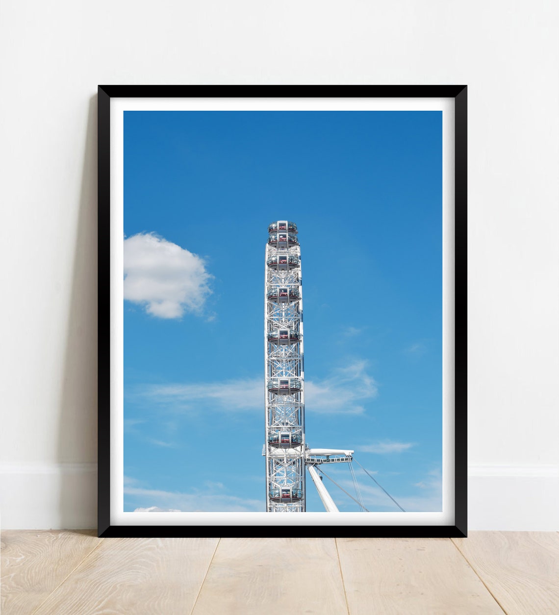London Eye Ferris Wheel On The River Thames Bright Blue Sky Poster