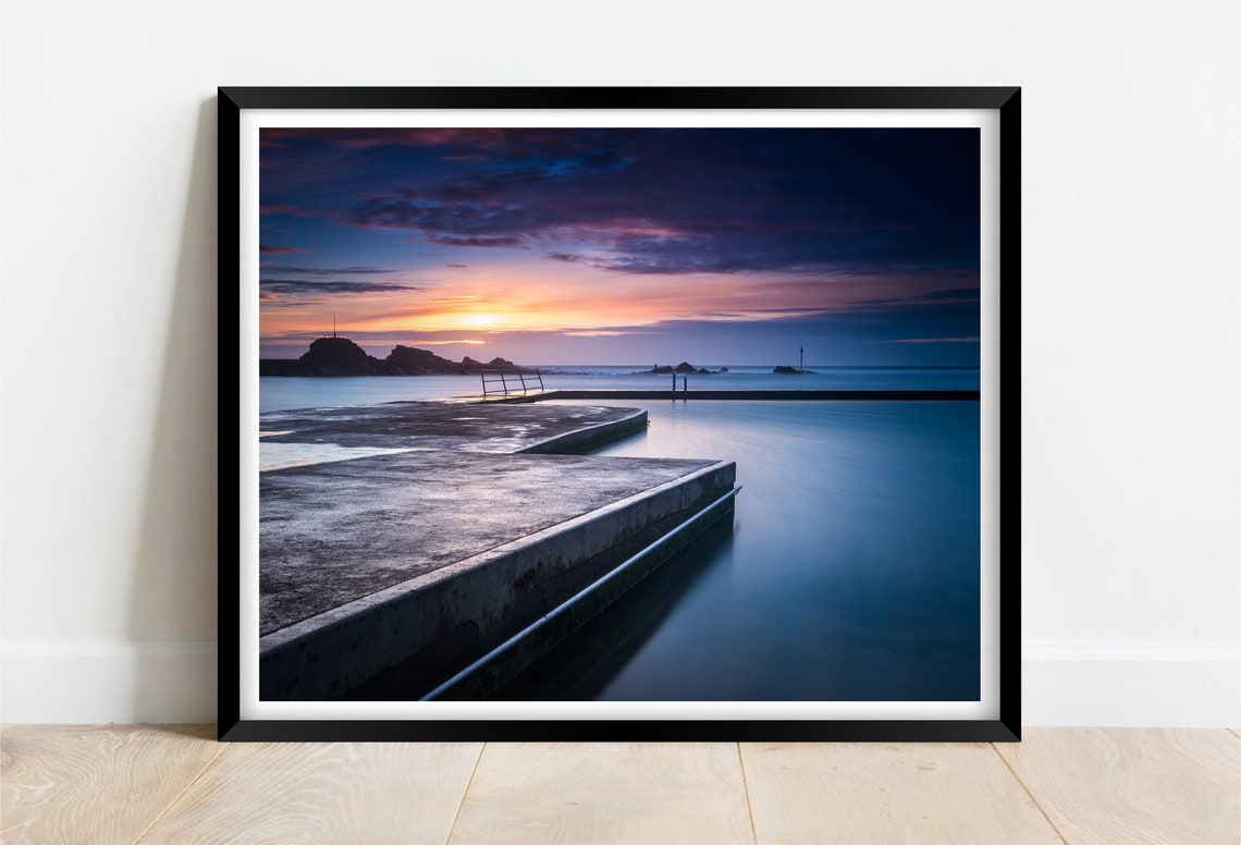 Summerleaze Beach Bude Cornwall Sea Pool Dramatic Sunset Poster