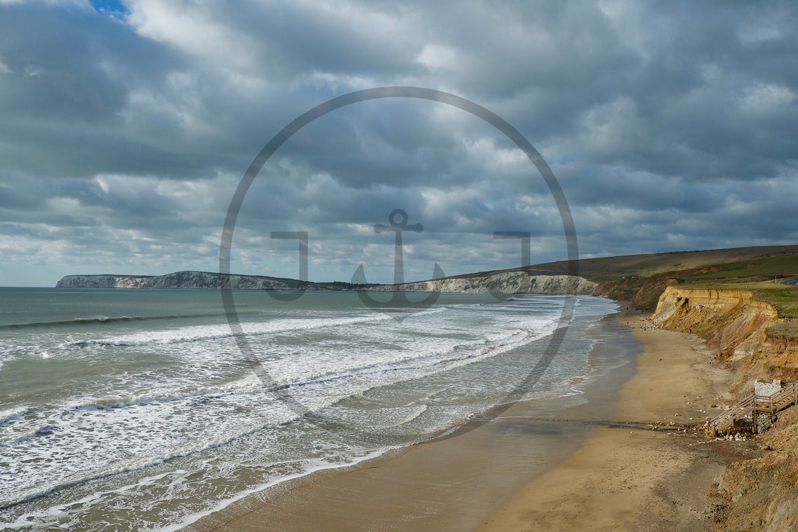 Compton Bay Freshwater Isle Of Wight Surf And Chalk Cliffs Poster - Image 3