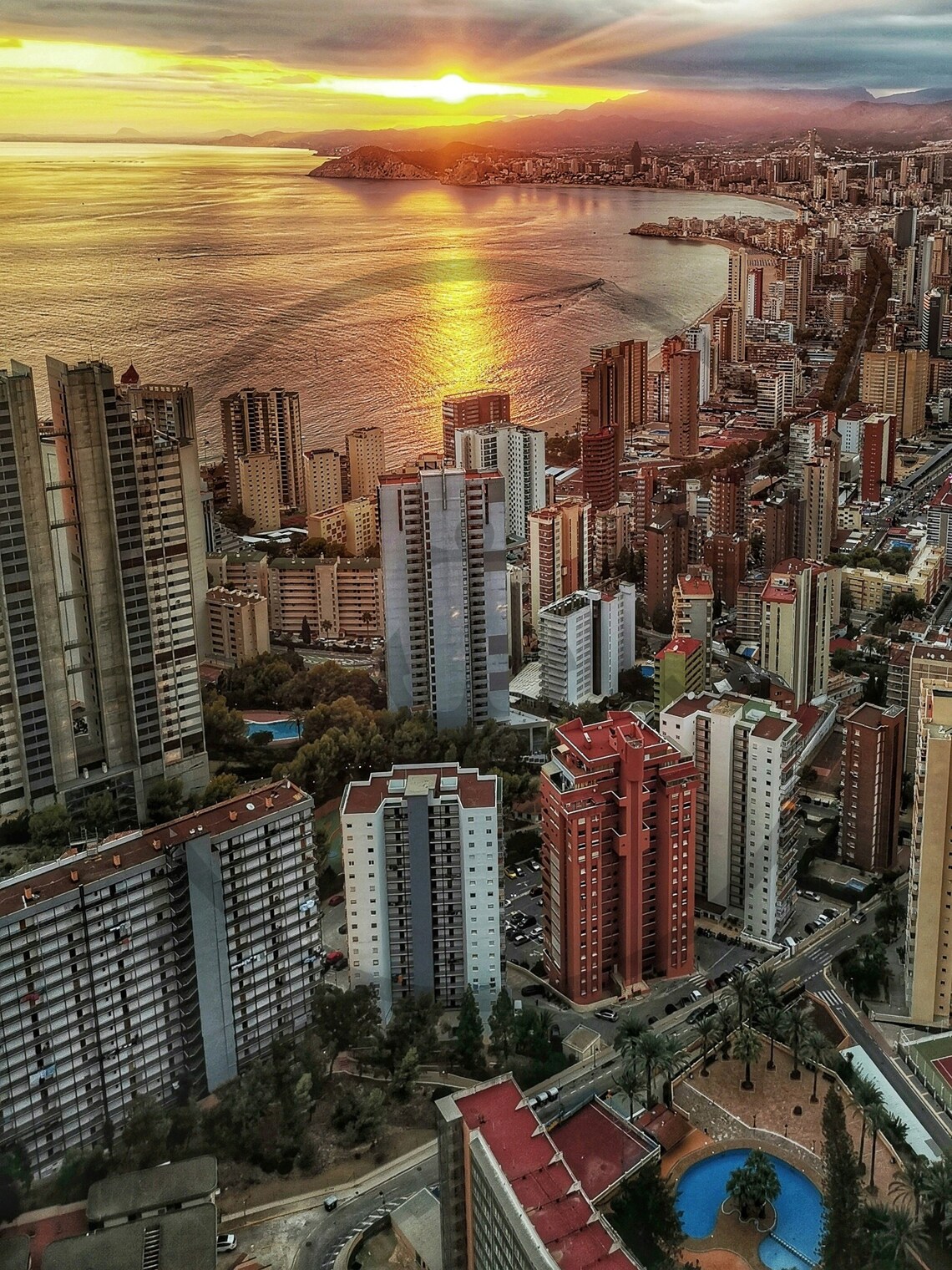Benidorm Costa Blanca Sunset Aerial Beach City Skyline Poster - Image 3