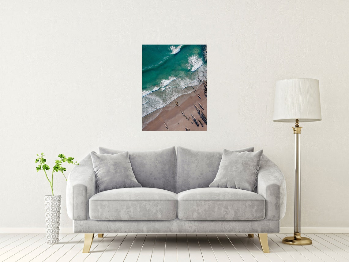 Pembrokeshire Coast Wales Turquoise Waves Beach Aerial Poster - Image 2