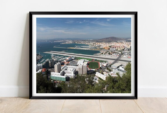 Gibraltar Harbour Aerial Runway Marina Bay View From The Rock Poster