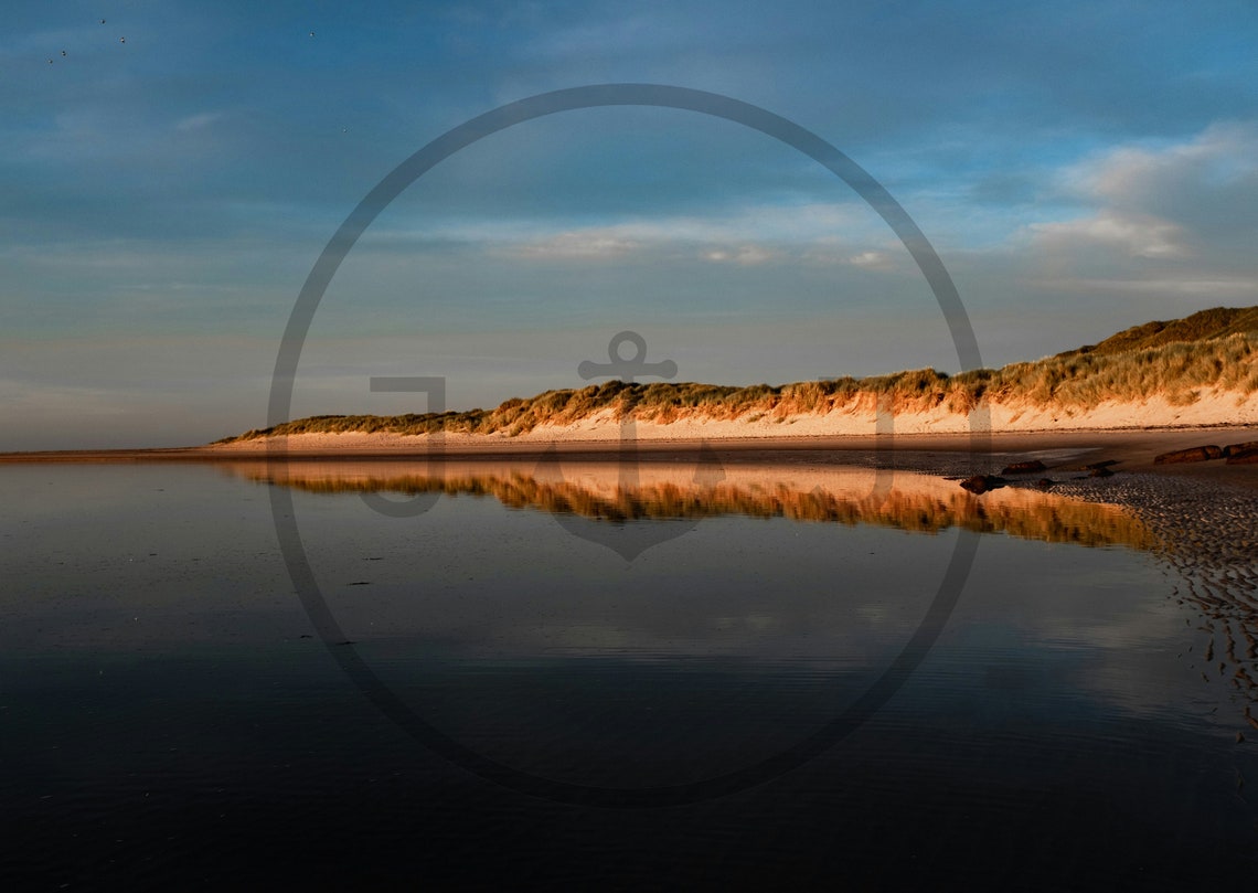 Bamburgh Beach Northumberland Golden Hour Dune Coastline Poster - Image 3