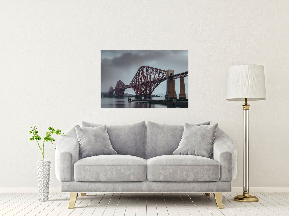 The Forth Bridge Scotland Red Steel Railway Misty Morning Poster - Image 2
