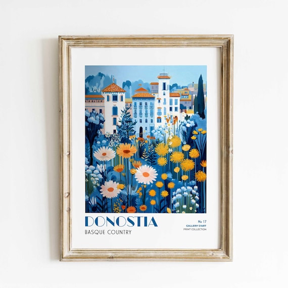 Donostia San Sebastian Basque Country Floral Cityscape Poster No 17