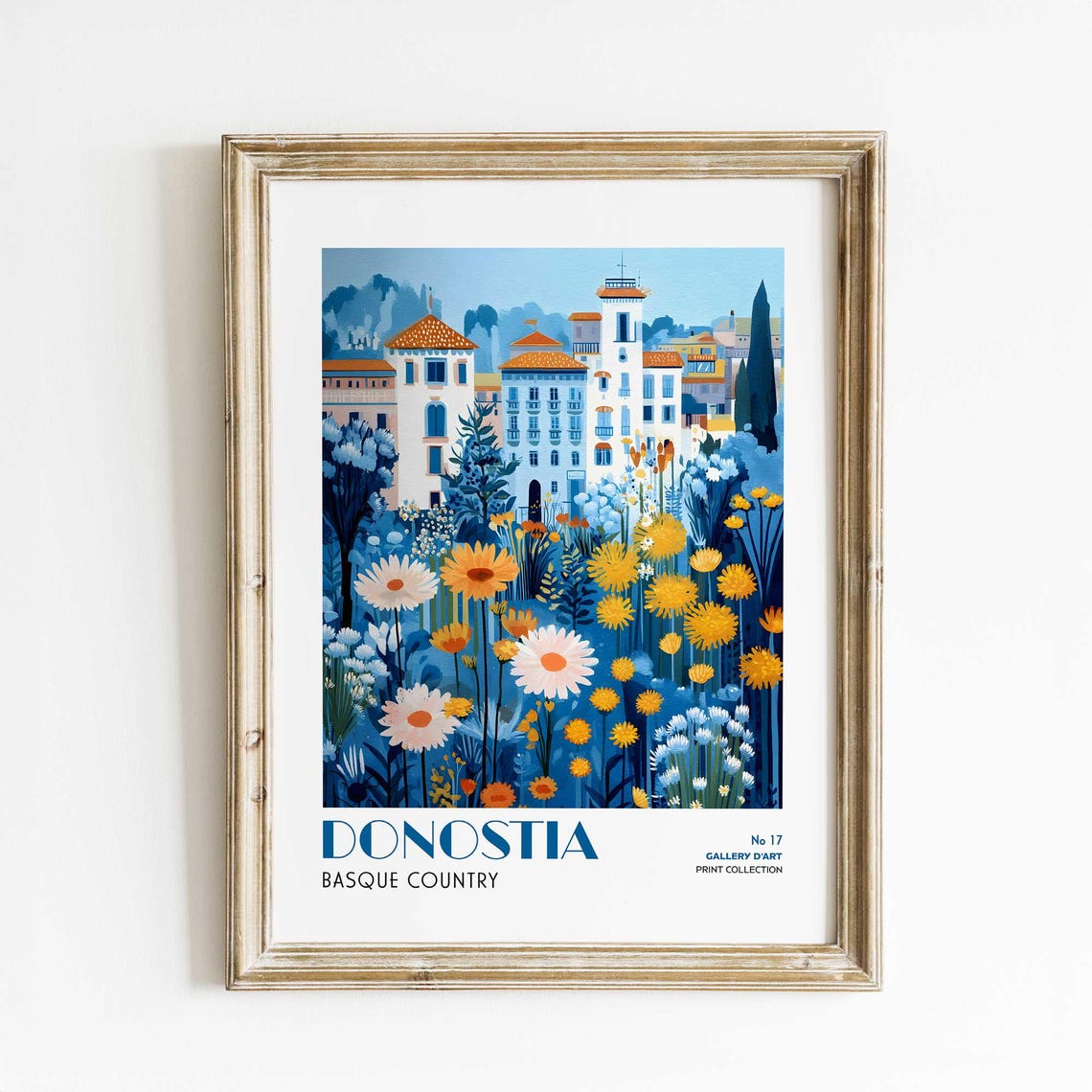 Donostia San Sebastian Basque Country Floral Cityscape Poster No 17