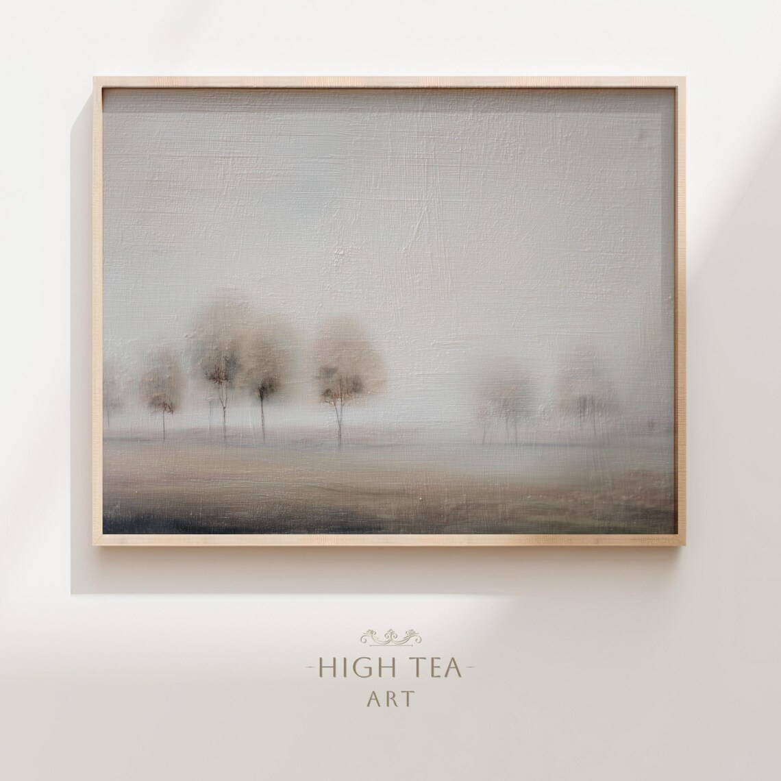 Misty Countryside Trees Foggy Meadow Abstract Oil Painting Poster