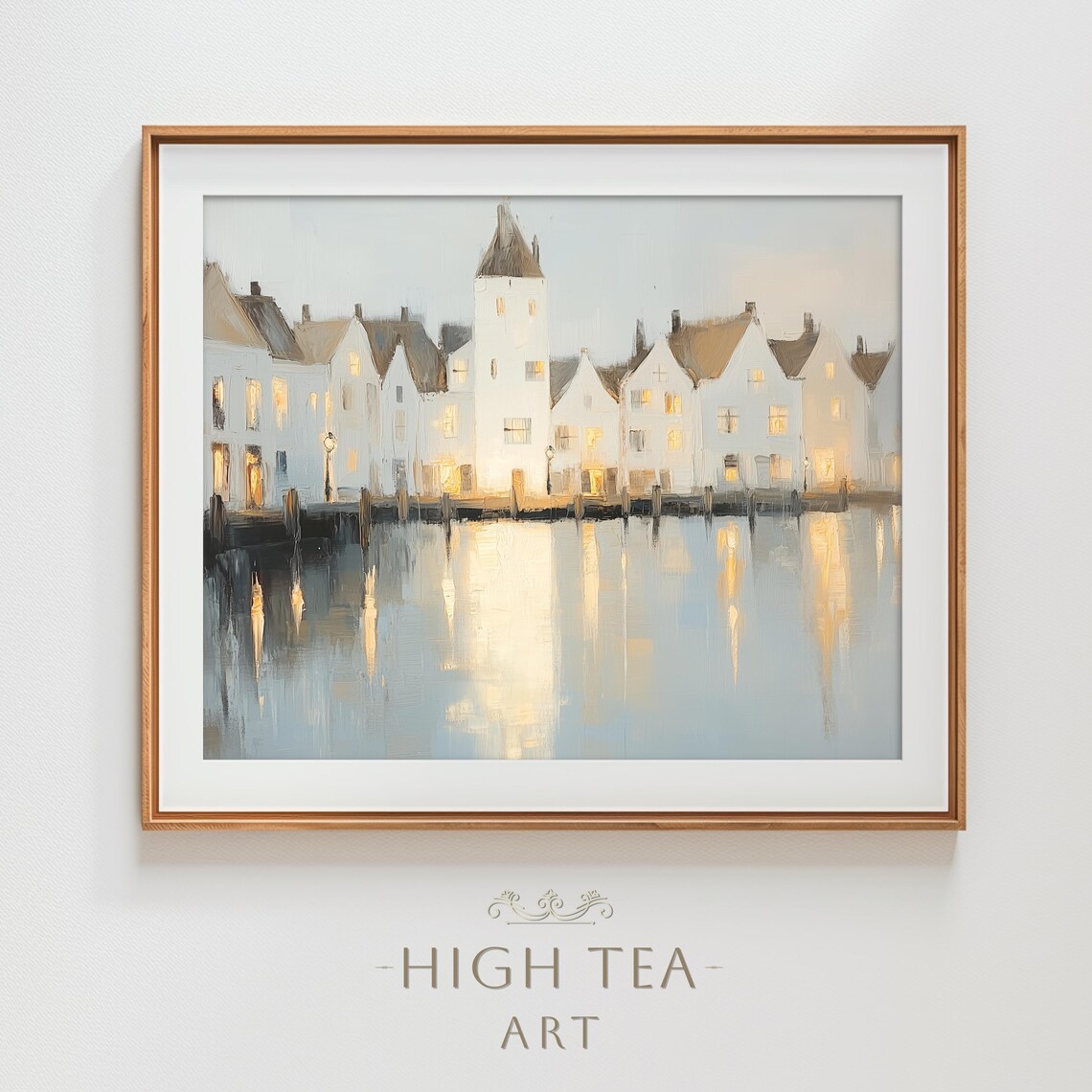 Vintage European Lake Townhouses Art Print