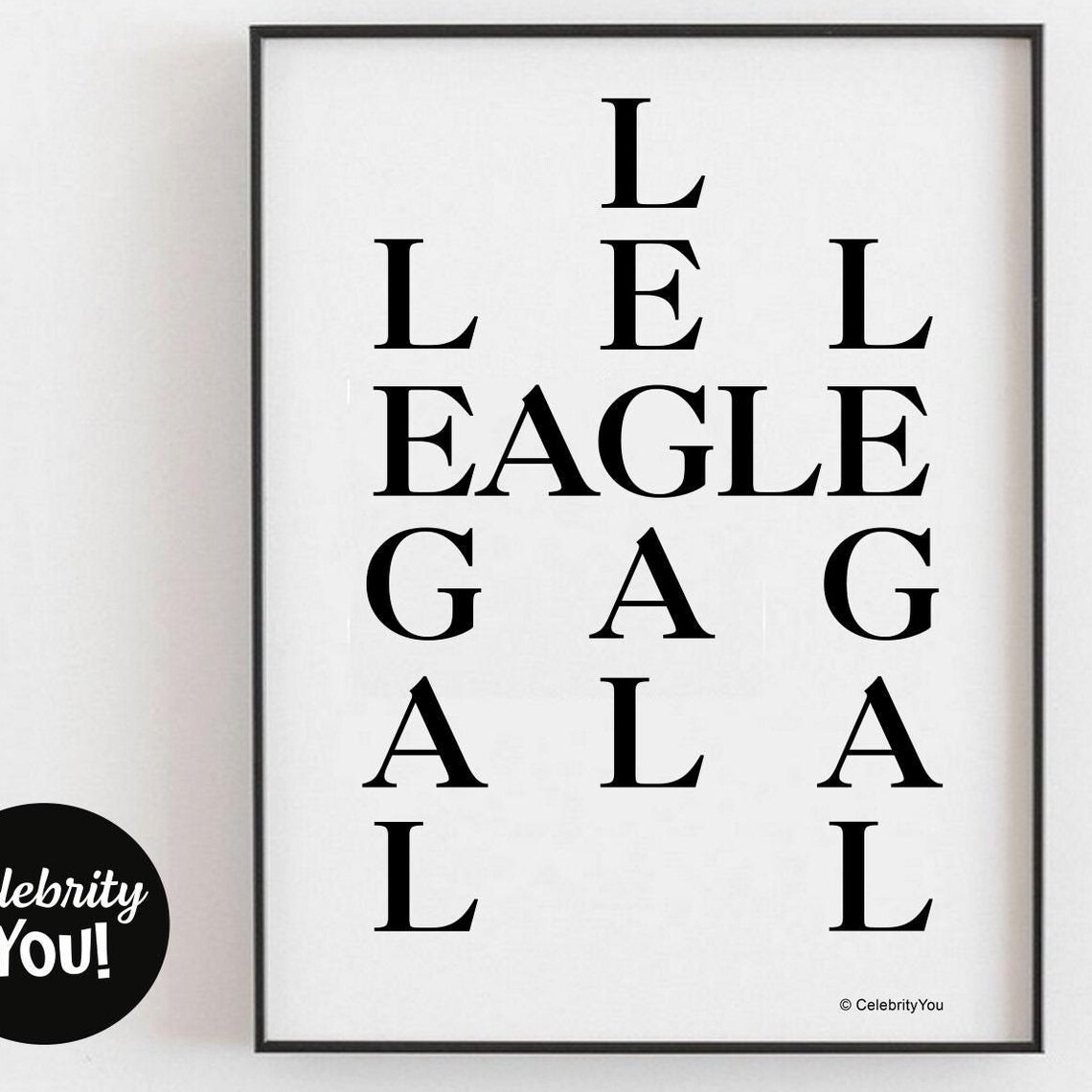 Legal Eagle Crossword Typography Puzzle Lawyer Office Wall Art