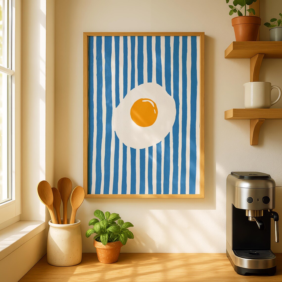 Egg Kitchen Art Print, Bright Foodie Dining Decor