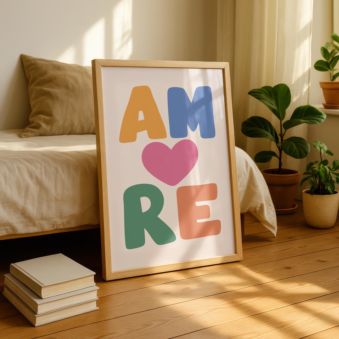 Amore Print, Pastel Bedroom Decor Quote Art Print
