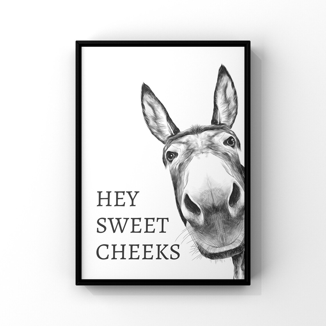 Sweet Cheeks Donkey Bathroom Funny Art Print
