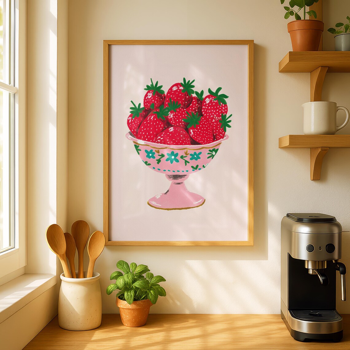 Strawberry Prints Kitchen Decor Dining Art Print