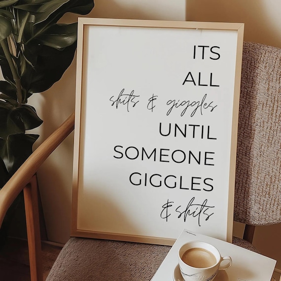 Shits And Giggles Print Funny Toilet Art Bathroom Download Fun Decor Digital At Home
