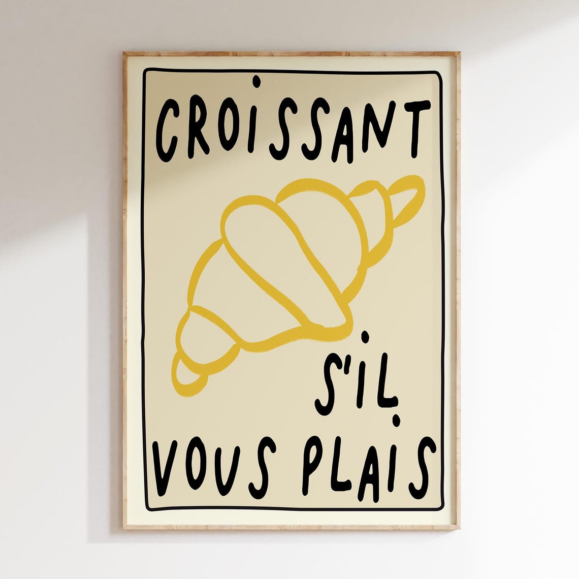 Croissant Sil Vous Plais Hand Drawn French Kitchen Art Poster