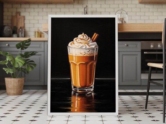 Pumpkin Spice Latte Art Print Cozy Fall Kitchen Decor