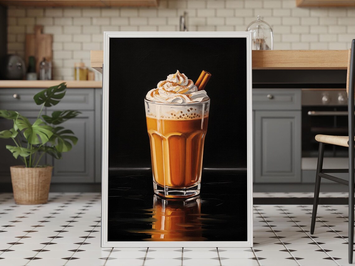 Pumpkin Spice Latte Art Print Cozy Fall Kitchen Decor
