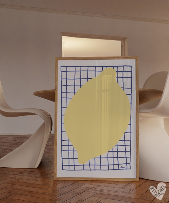 Lemon Poster Apartment Decor Danish Pastel Kitchen Prints Minimal Wall Art Simple Yellow
