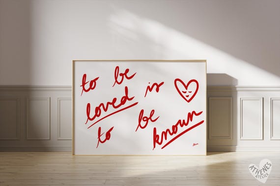 To Be Loved Above Bed Horizontal Print Mid Century Prints Romantic Bedroom Art Red And White Wall Couples Cute