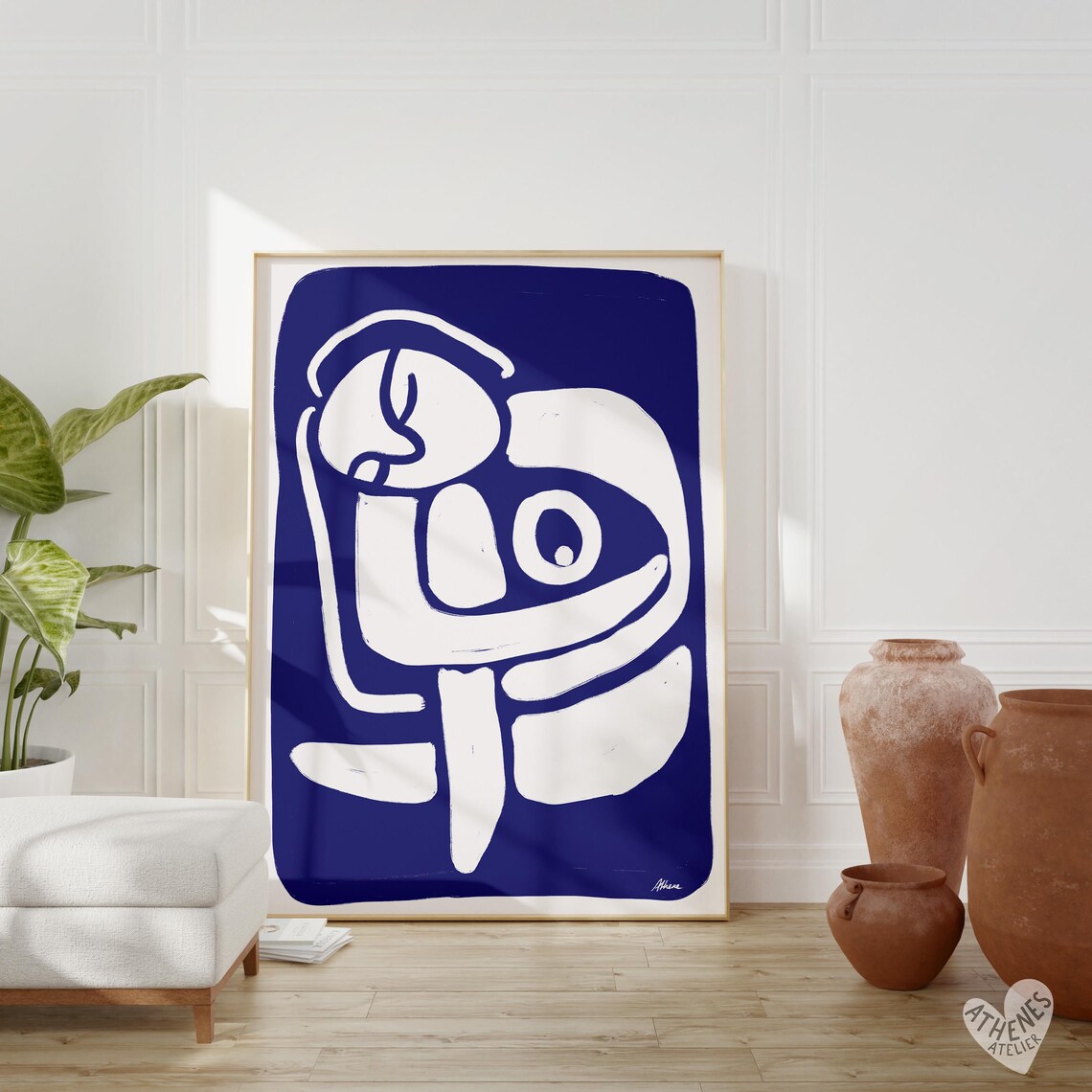 Abstract Woman No2 Navy Blue Poster Minimal Matisse Inspired