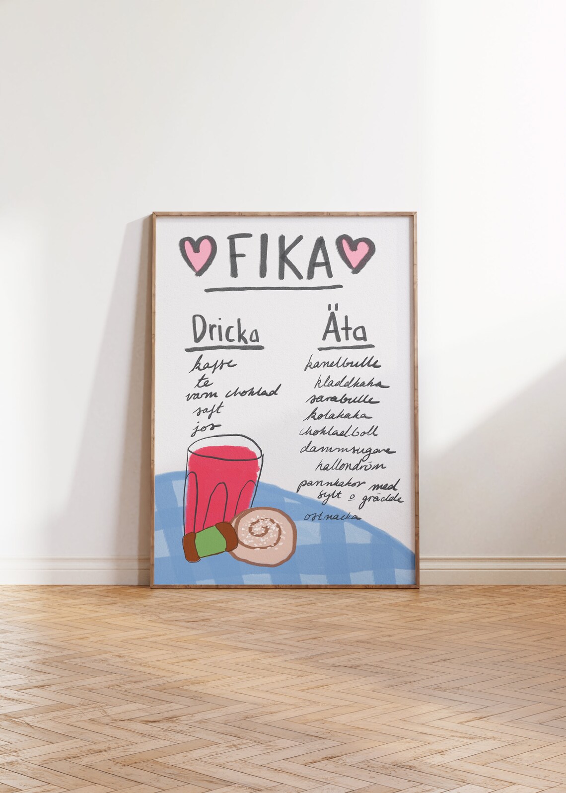 Swedish Fika Menu, Scandi Style Kitchen Art Print