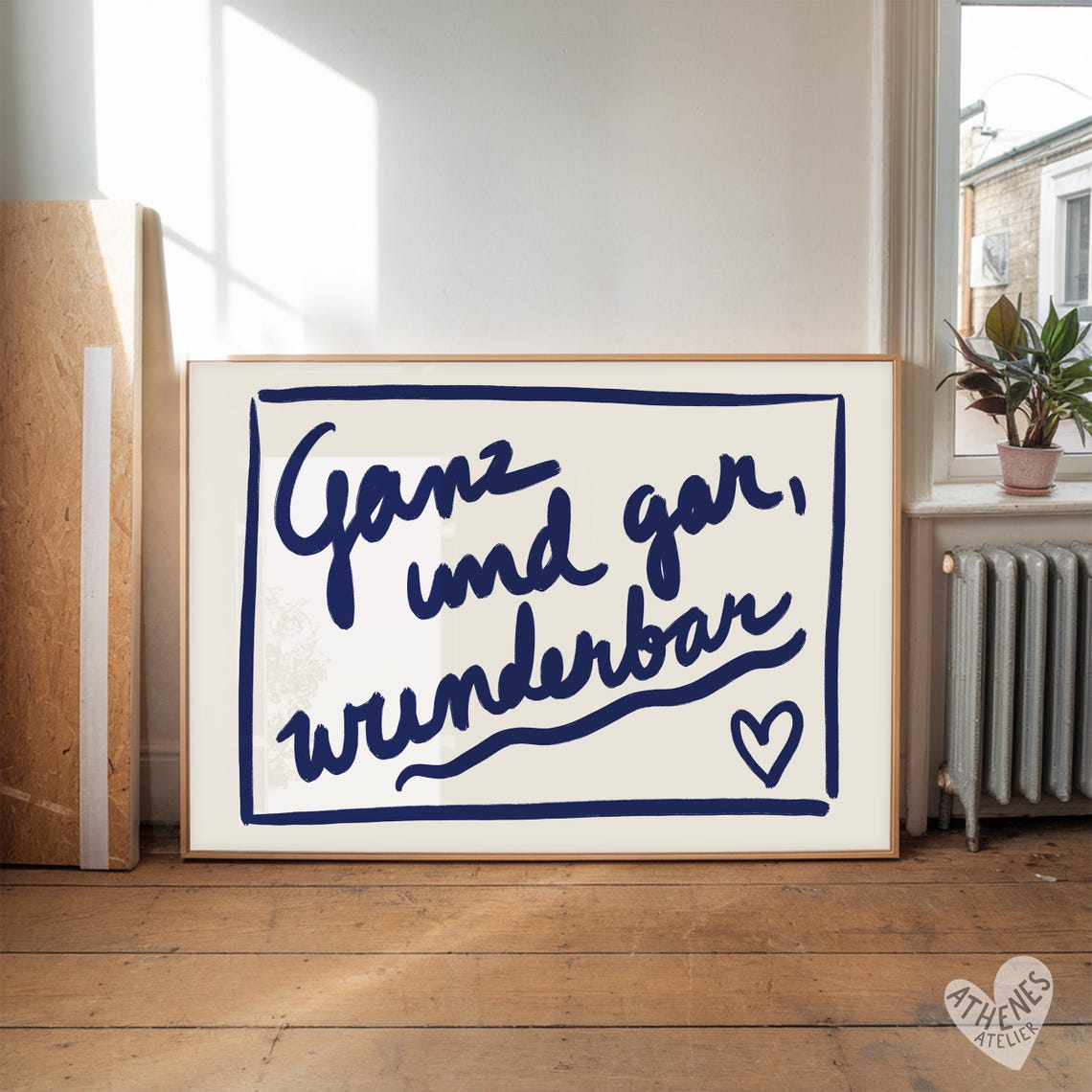 Ganz Und Gar Wunderbar German Script Typography Heart Poster