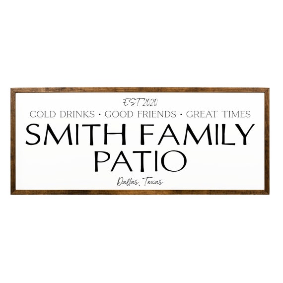 Cold Drinks Good Friends Great Times Wood Sign Personalized Family Sign For Patio Party Sign Wall Decor Framed Patio Sign Porch Decor