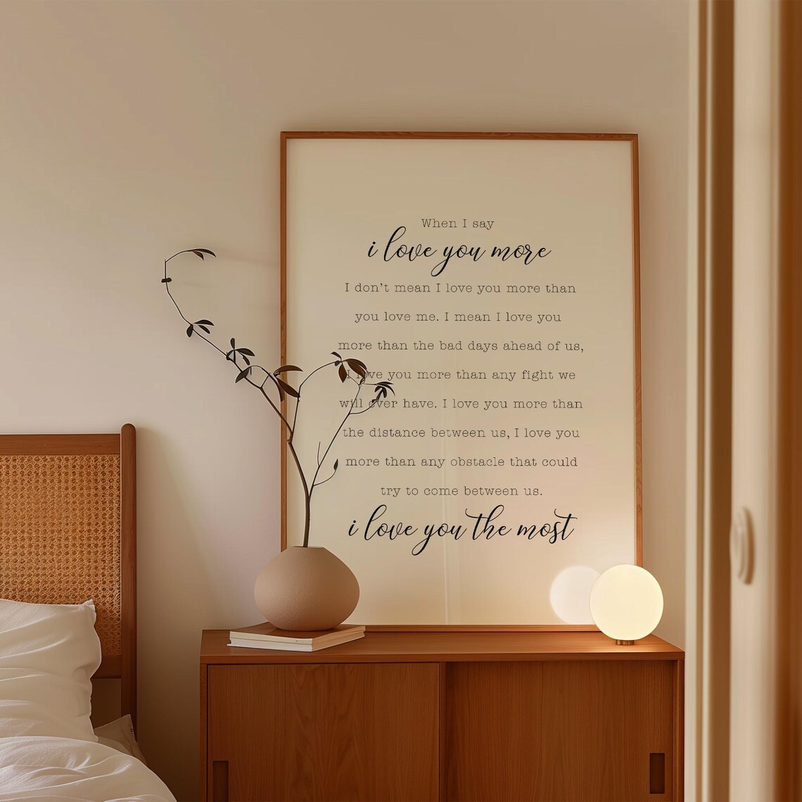 When I Say I Love You More Quote Art Print, Bedroom - Image 2