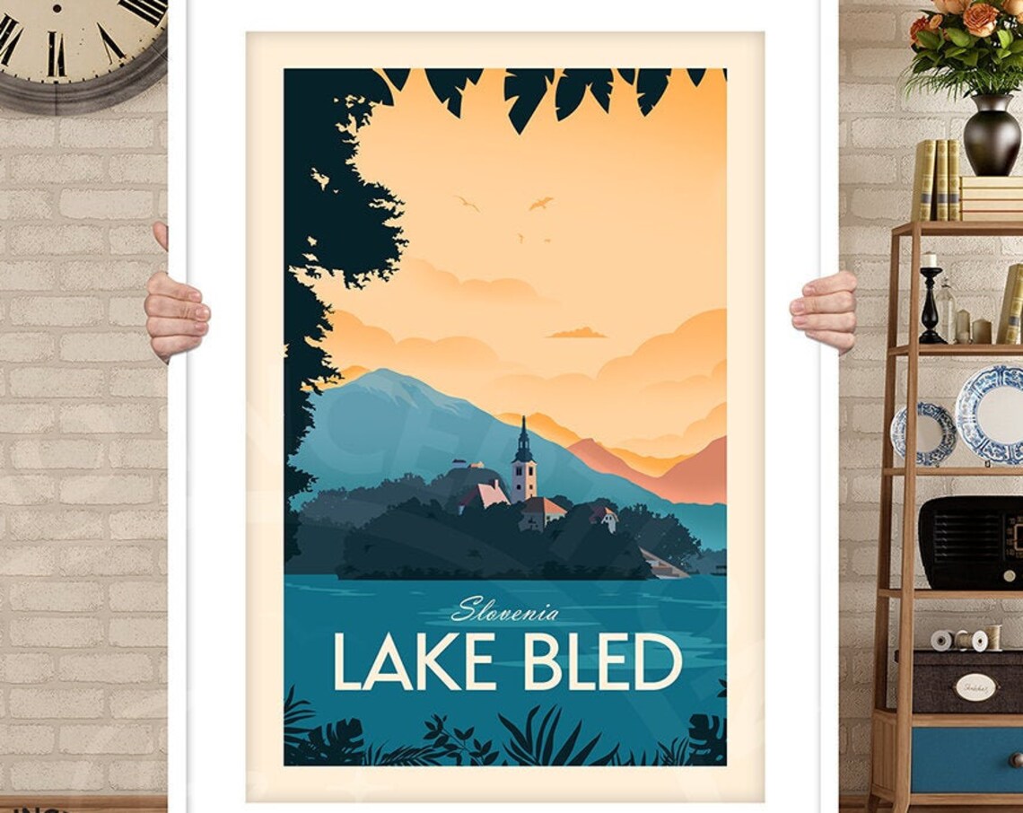 Slovenia Travel Poster, Lake Bled Traditional Style - Image 3