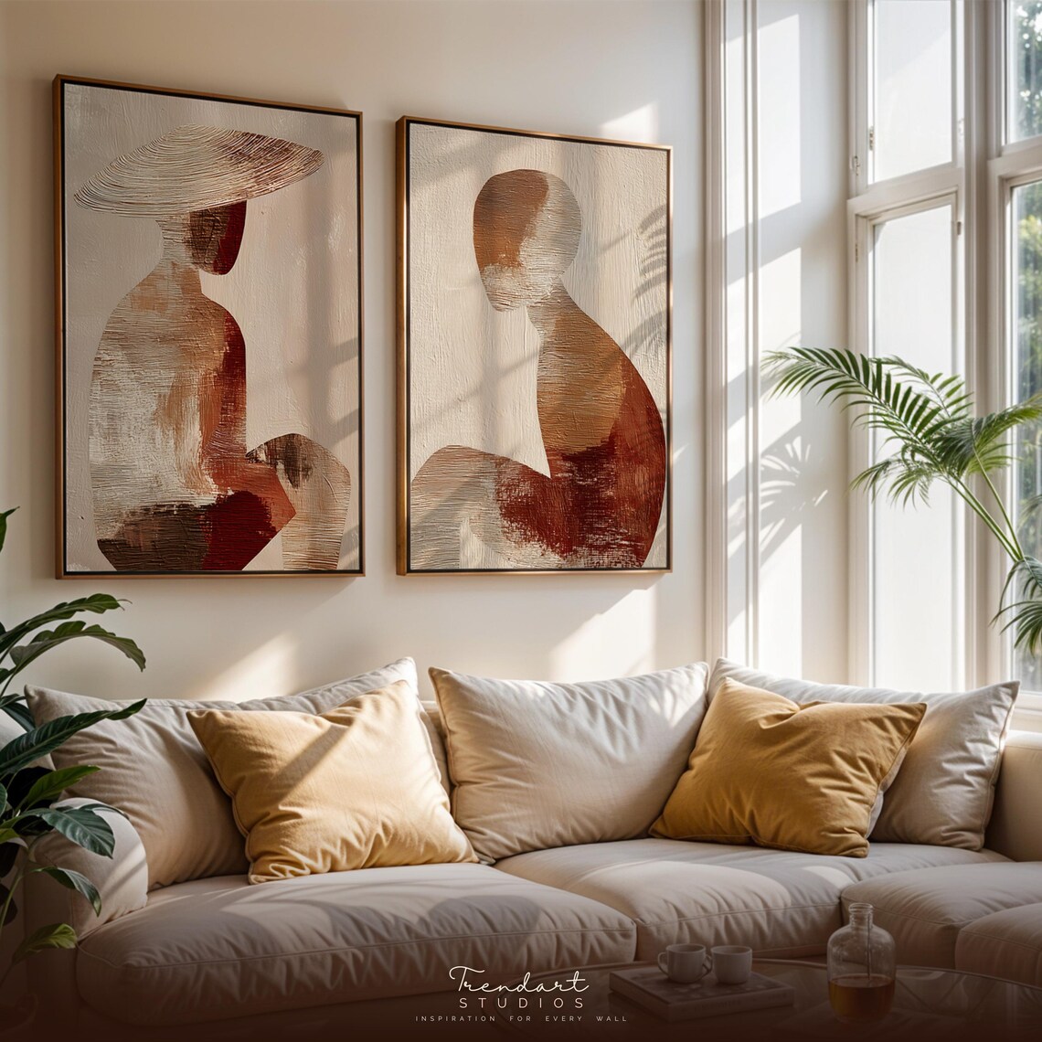 Japandi Wall Art Set of 2, Minimalist Abstract Prints