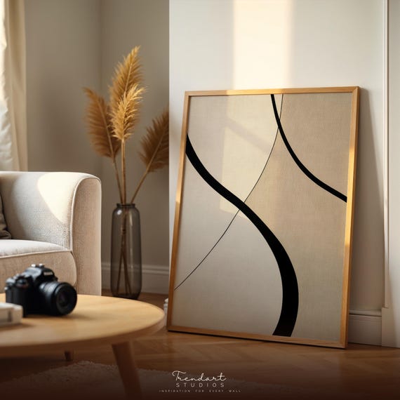 Minimalist Wall Art Japandi Abstract Lines Print For Neutral Home Decor Da00092