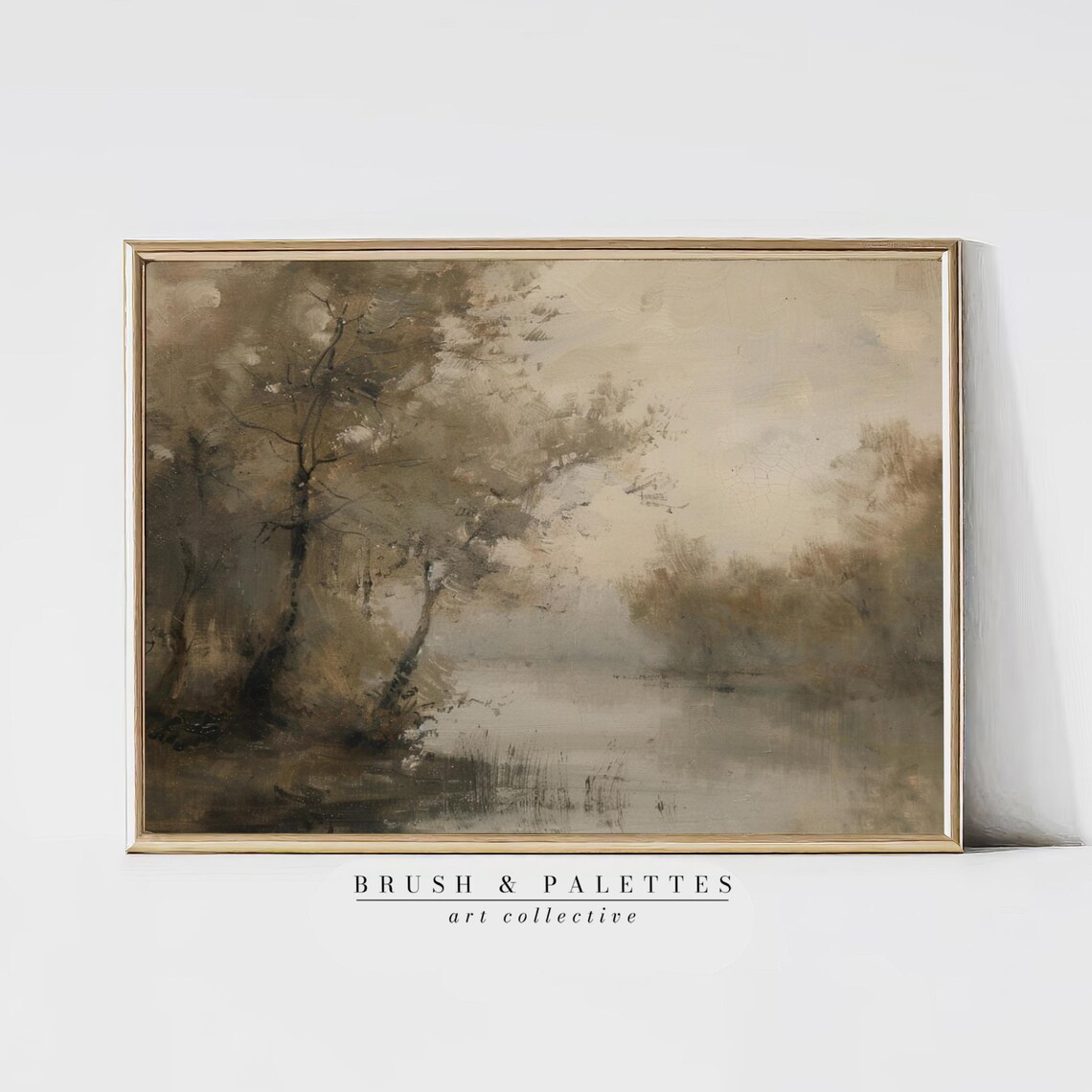 Misty River Landscape Vintage Nature Scene Art Print