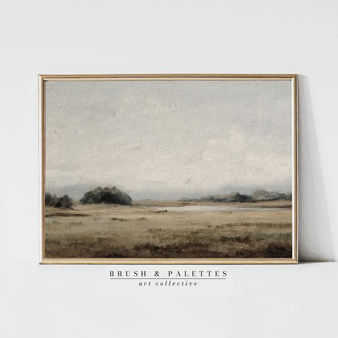Minimalist Horizon Landscape Tan Field Pale Sky Modern Poster