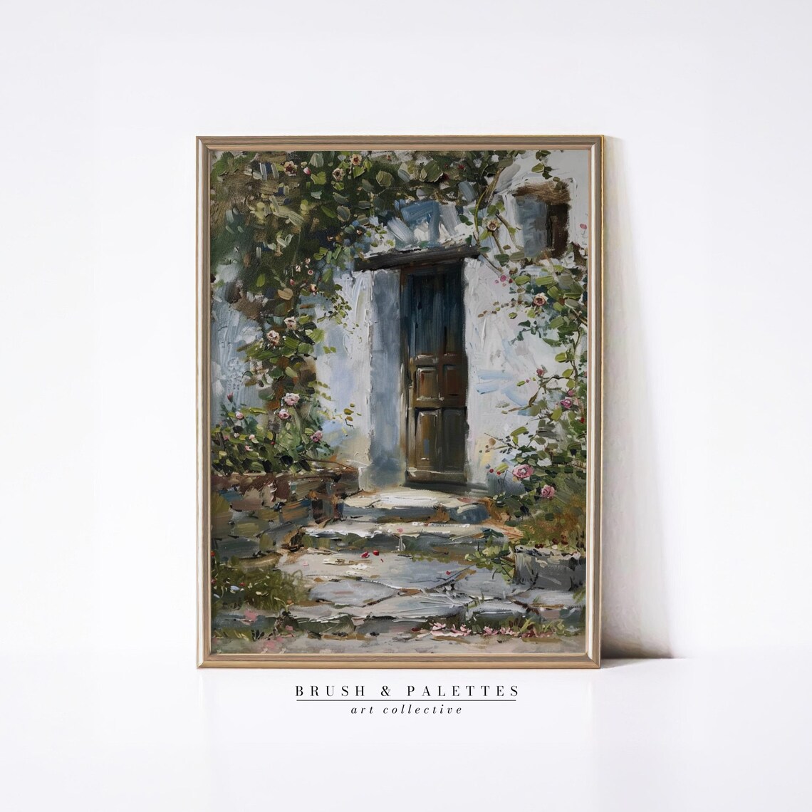 Old Doorway Covered In Roses Ivy Impressionist Cottage Garden Poster