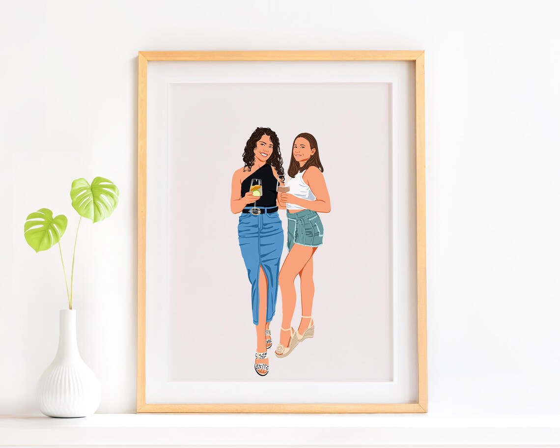 Personalized Faceless Portrait Art Print, 30th Birthday