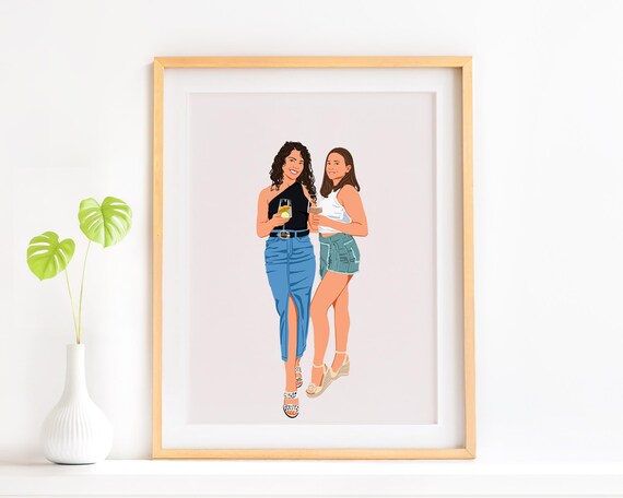 Personalized Faceless Portrait Art Print, 30th Birthday