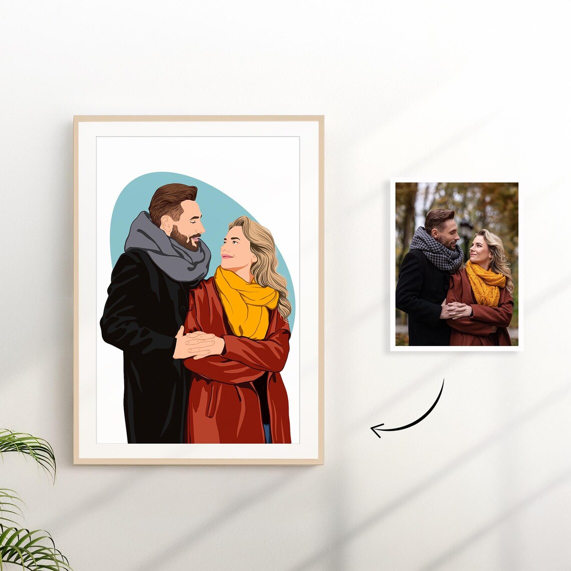 Custom Couple Portrait Personalized Art Print - Image 2