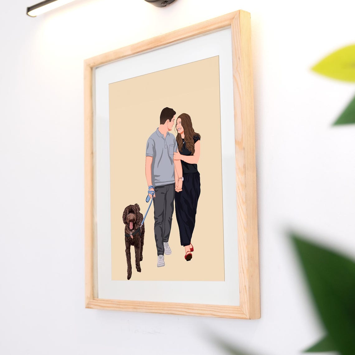 Custom Couple Portrait from Photo with Names on White Poster - Image 2