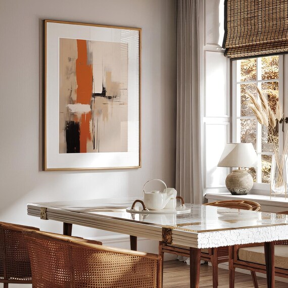 Burnt Orange Abstract Art Neutral Beige Modern Minimal Texture Poster