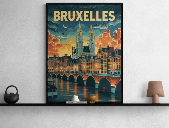 Brussels Retro Travel Poster Vibrant Vintage Artwork Perfect Wall Decor For Living Space Belgium Collectors Gift