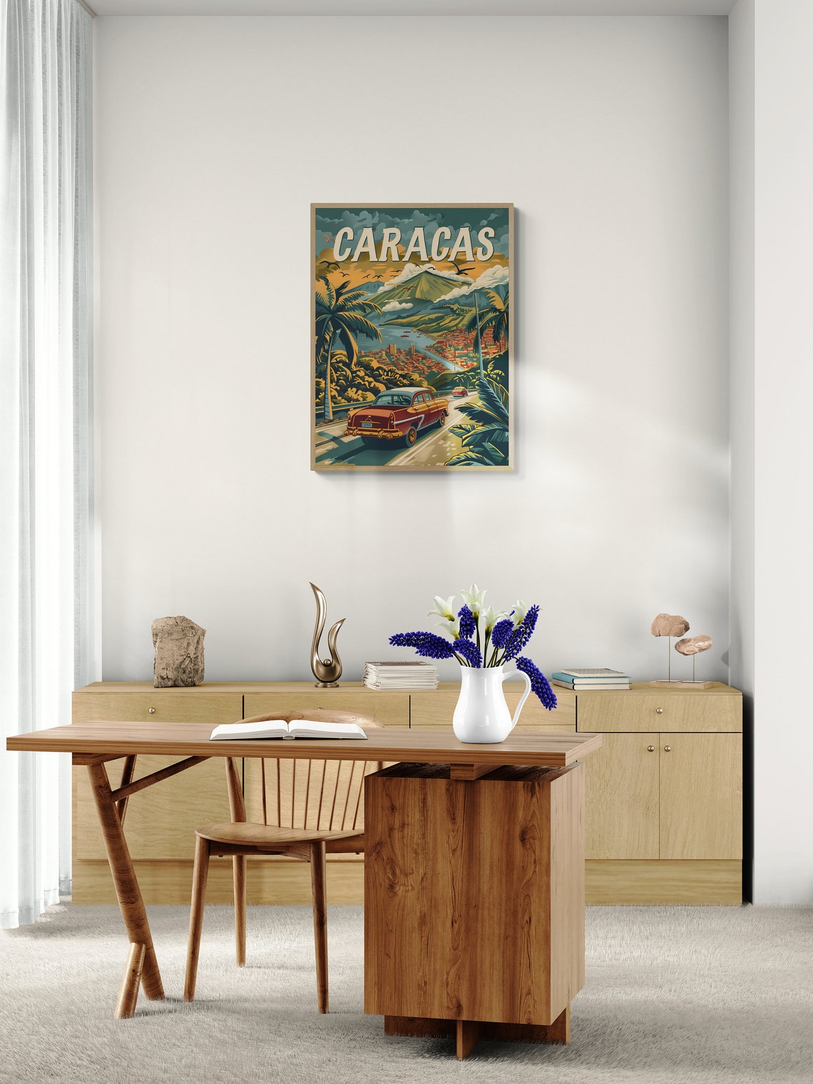 Caracas Classic Car Coastal Mountain Retro Travel Wall Poster - Image 4