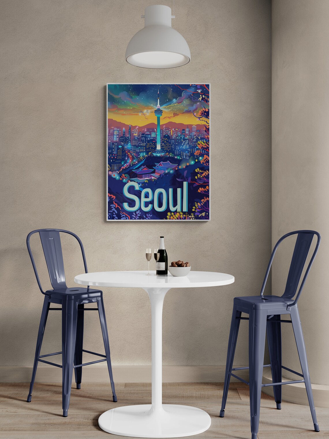 Seoul N Seoul Tower Night City Lights South Korea Travel Poster - Image 4