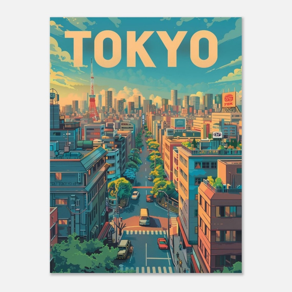 Tokyo Tower Daytime Cityscape Vintage Japanese Travel Poster - Image 2
