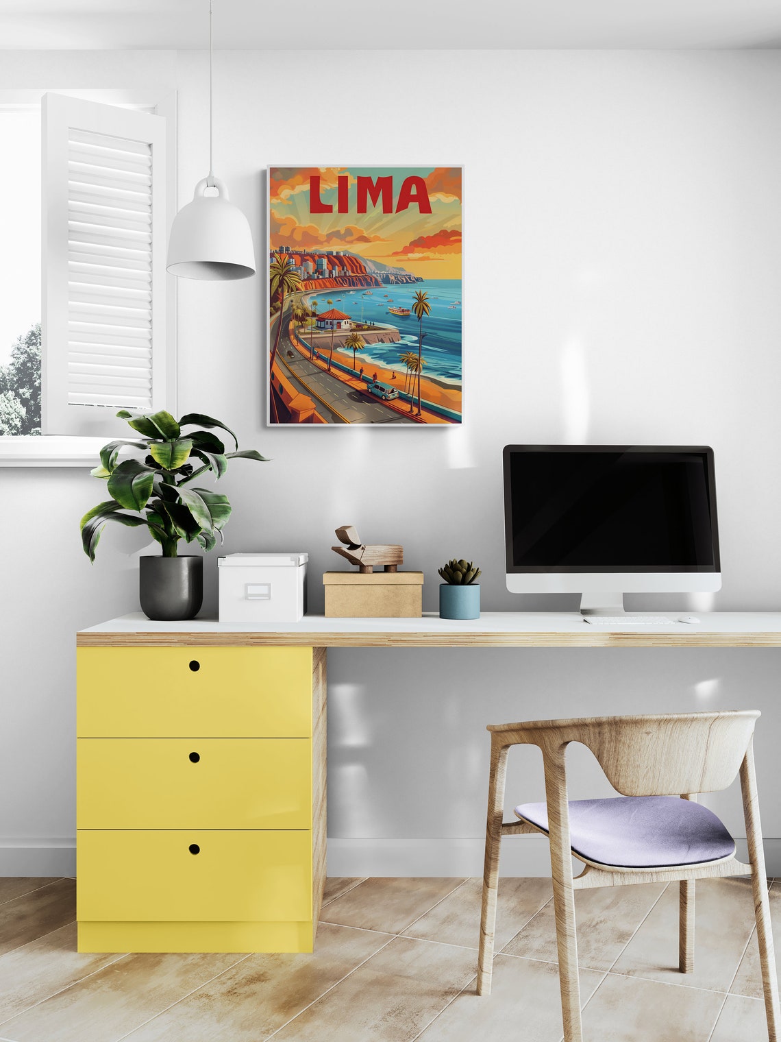 Lima Peru Miraflores Cliffs Pacific Coast Sunset Vintage Travel Poster - Image 5