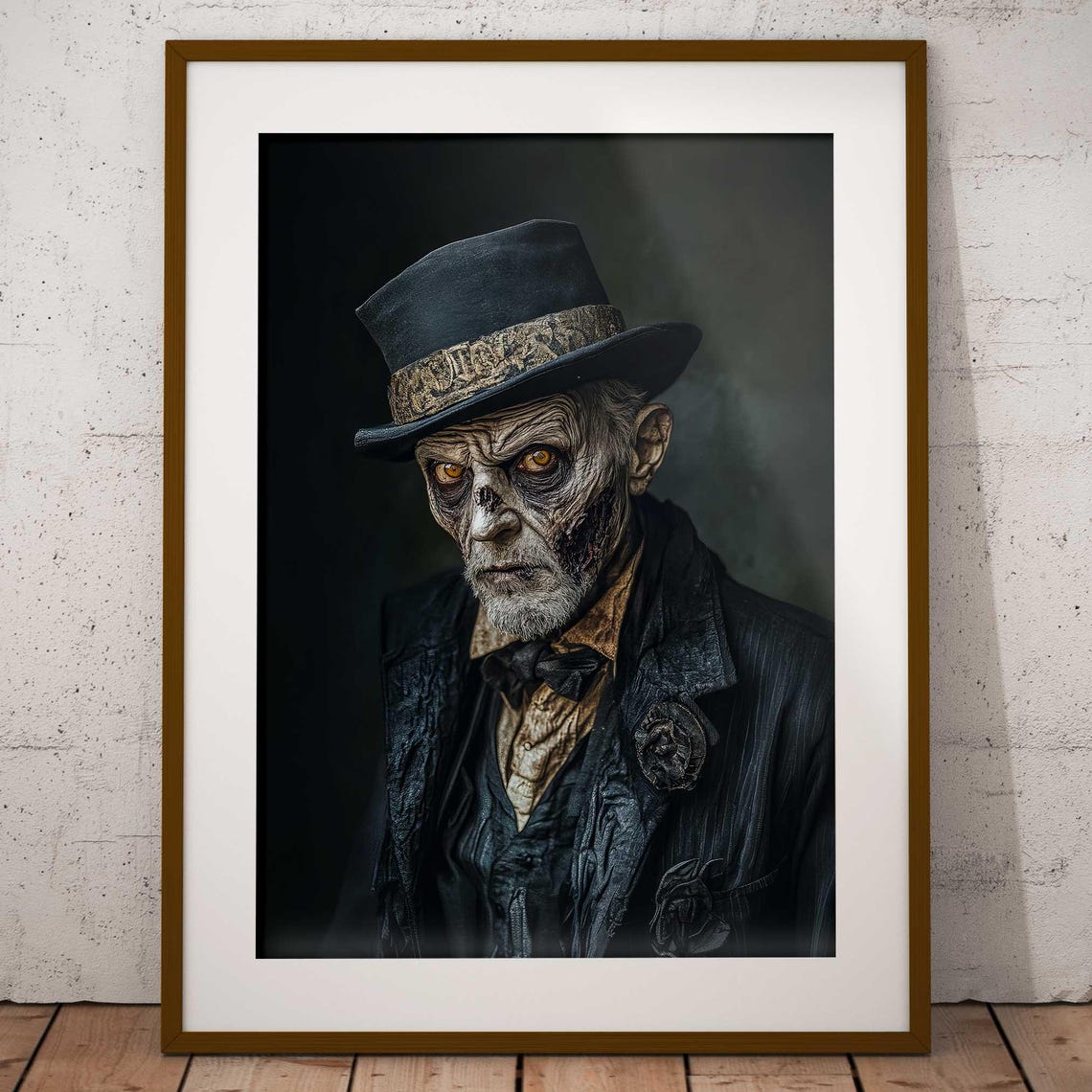 Gothic Victorian Zombie Gentleman Art Print Dark Wall Undead Decor Macabre Home Academia