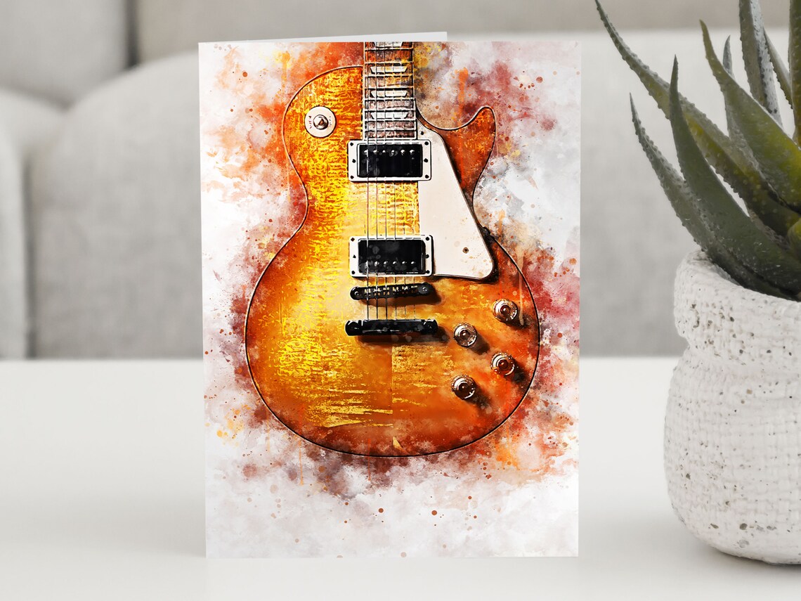 Guitar Les Paul Splatter Art Birthday Music Print