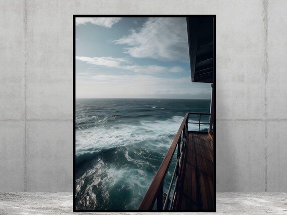 Stormy Ocean View From Ship Deck Dramatic Photographic Art Print