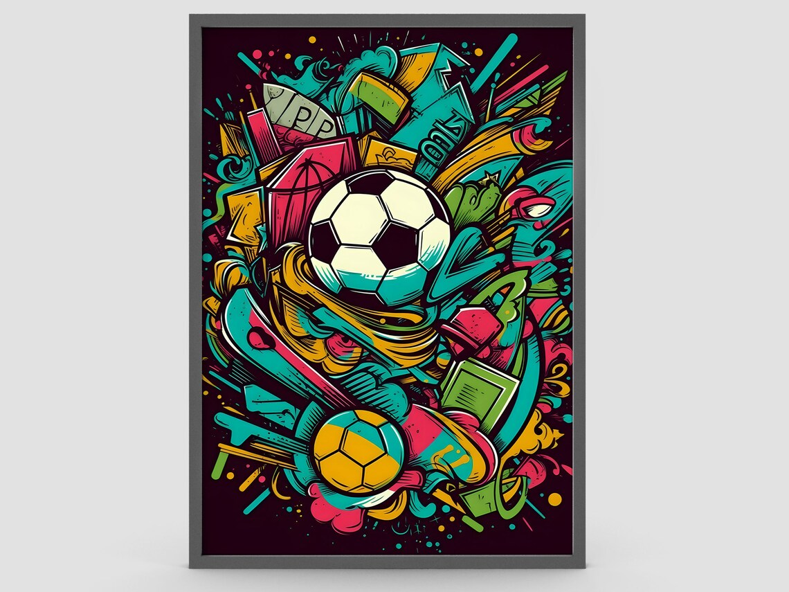 Football Graffiti Style Poster, Teen Room Decor